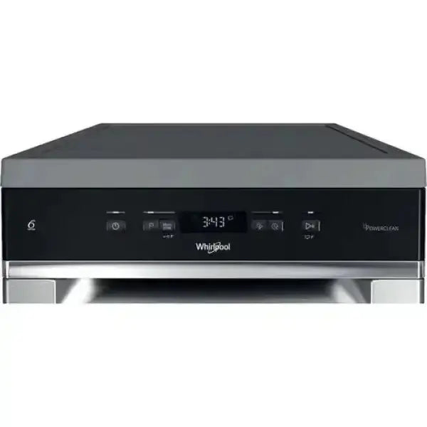 Lavastoviglie Whirlpool con pannello di controllo digitale e design moderno in acciaio inox