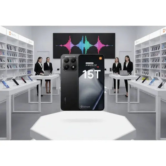 Smartphone Xiaomi 15T in esposizione in un negozio tecnologico moderno