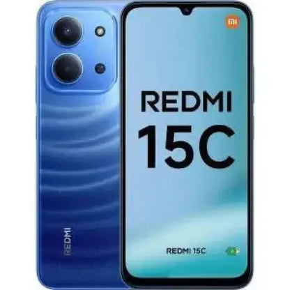 Smartphone Xiaomi Redmi 15C in blu con display ampio e tre fotocamere posteriori