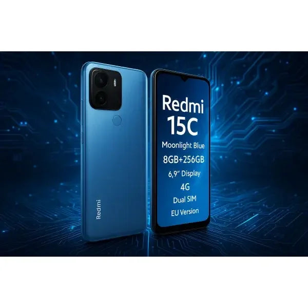Smartphone Xiaomi Redmi 15C Moonlight Blue 8GB 256GB con display da 6.9 pollici e supporto Dual SIM