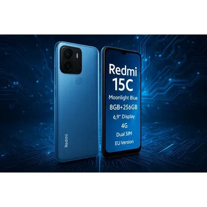Smartphone Xiaomi Redmi 15C Moonlight Blue 8GB 256GB con display da 6.9 pollici e supporto Dual SIM