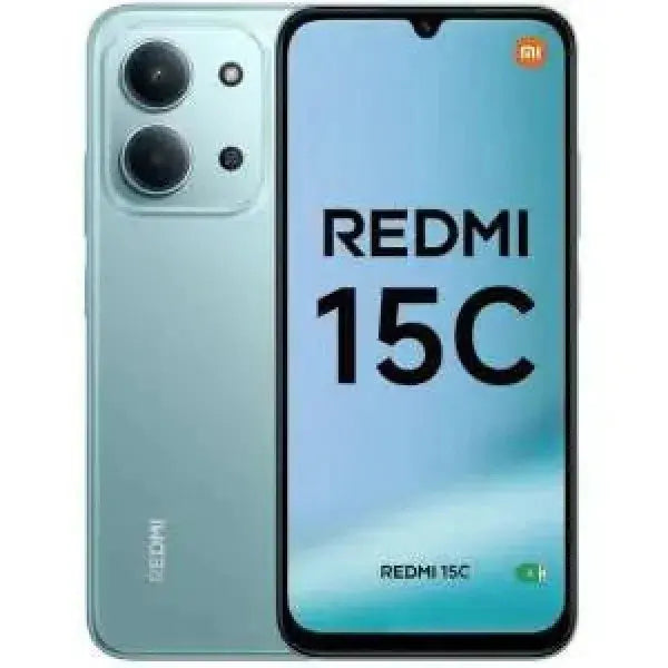 Smartphone Xiaomi Redmi 15C in verde con schermo da 6,7 pollici e fotocamere posteriori doppie