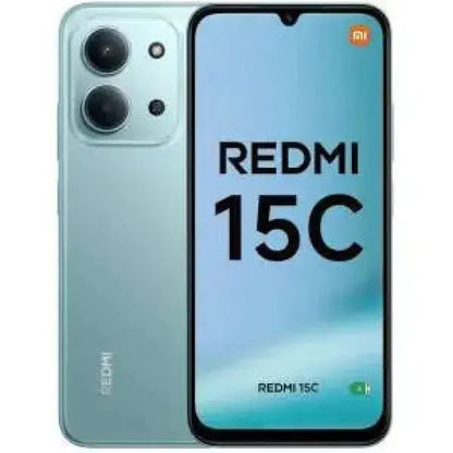 Smartphone Xiaomi Redmi 15C in verde con schermo da 6,7 pollici e fotocamere posteriori doppie