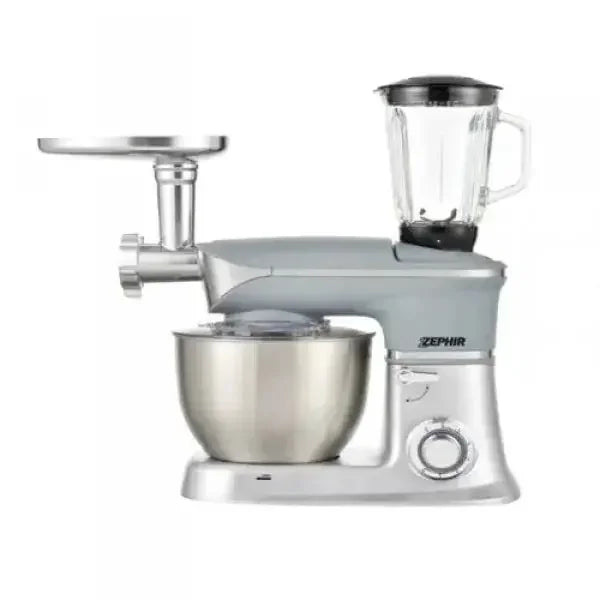 Frullatore e impastatrice ZEPHIR con ciotola in acciaio inox e mixer in vetro per preparazioni versatili