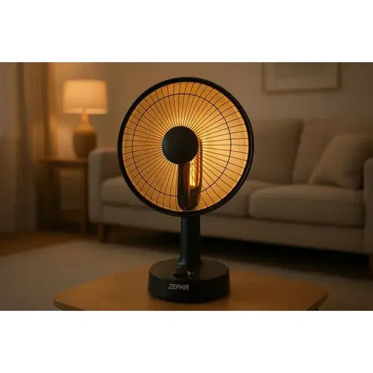 Stufa Zephir con design elegante e luce calda, ideale per riscaldare ambienti domestici